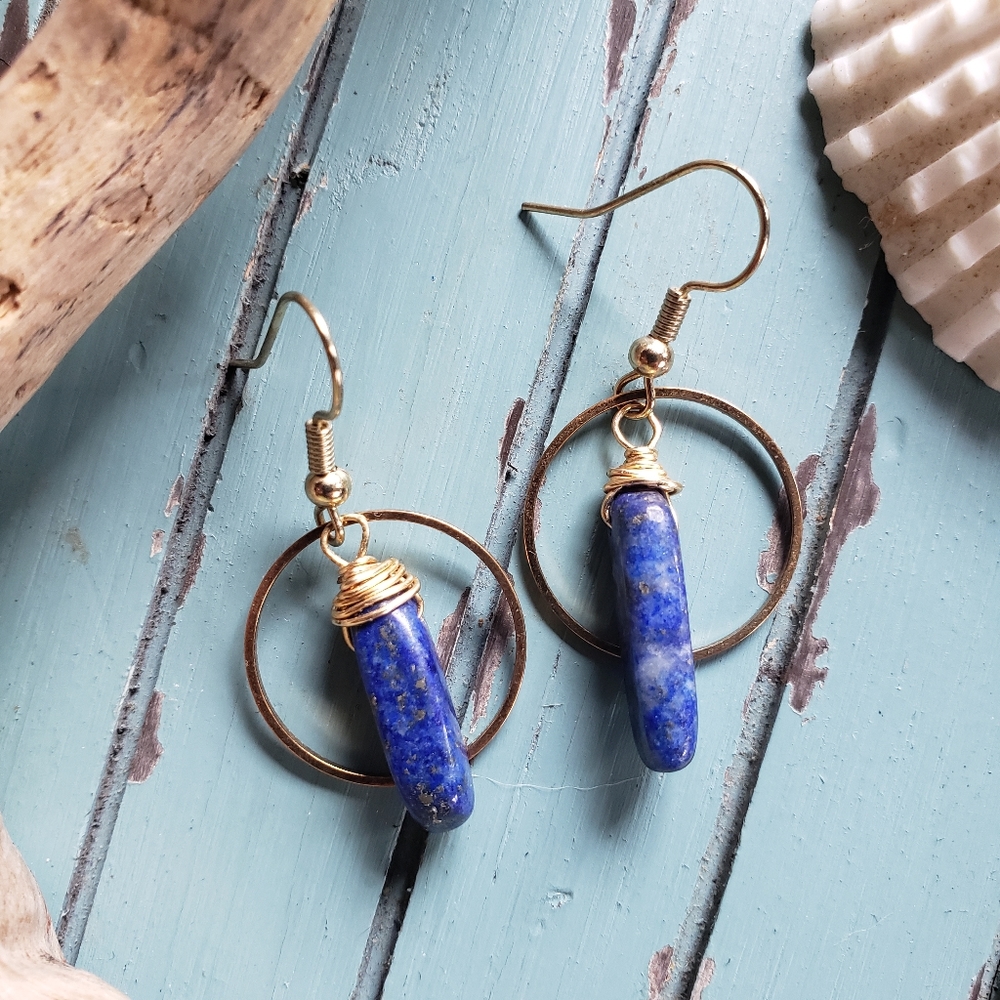 Handmade Lapis Lazuli Stones Healing Earrings